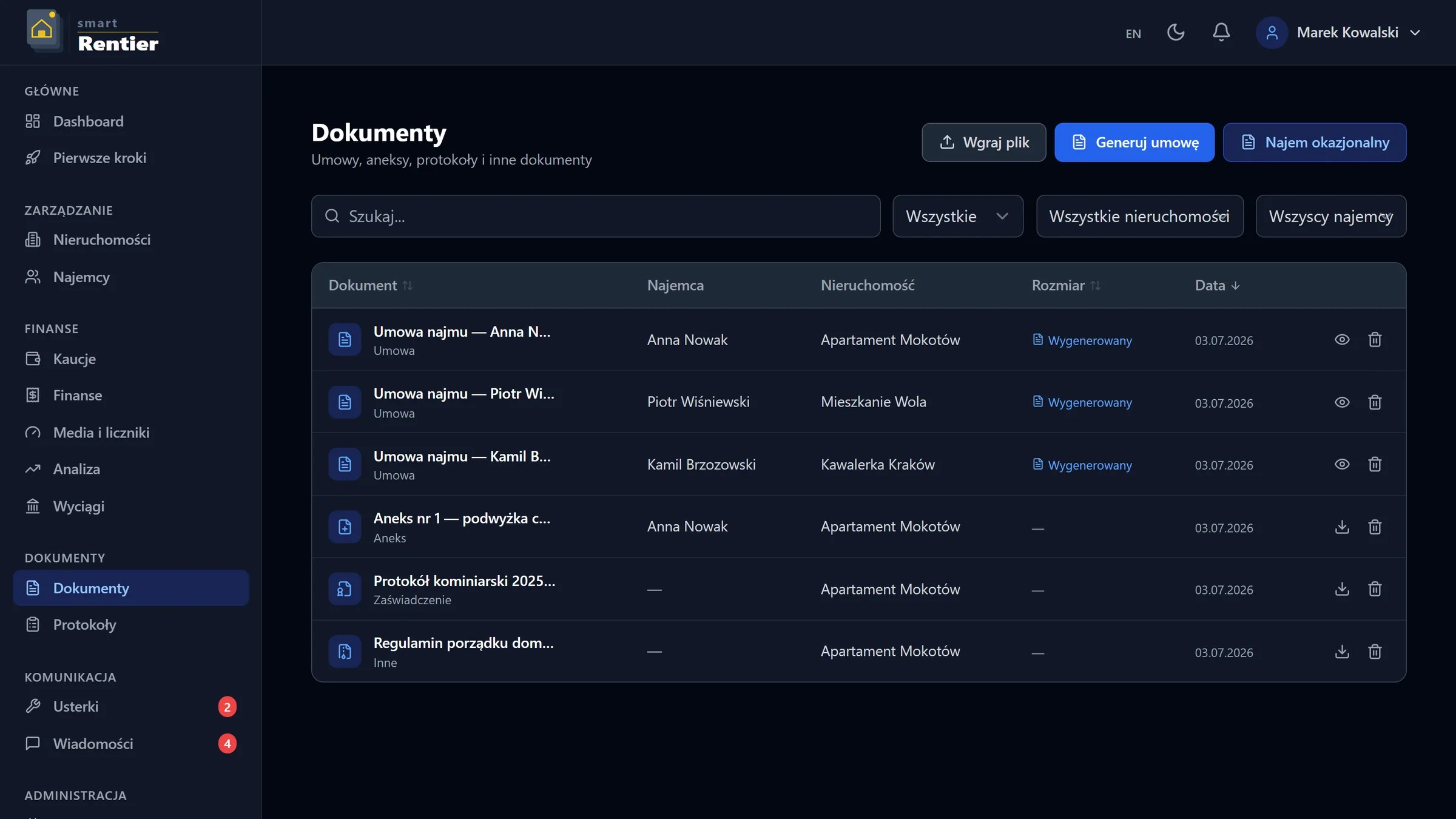 Dokumenty i umowy — SmartRentier